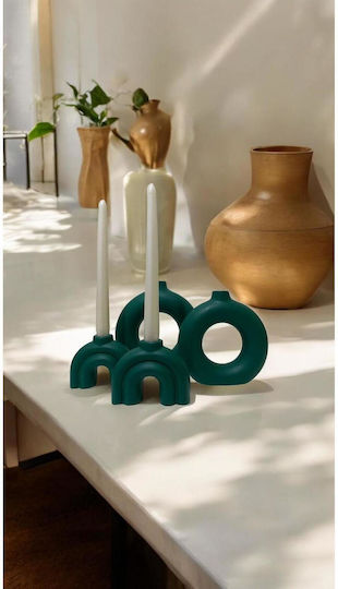 Stewehome Set De Vaze Decorative Suport Pentru Lumânări Stil Boem Handmade Verde 10x15 Cm