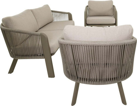 Garten- und Outdoor-Möbelsets Typsatz Wohnzimmer 4 Stück Taupe mit Kissen