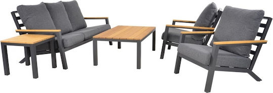 Garten- und Outdoor-Möbelsets Wohnbereich 4 Stück Mattes Charcoal mit Kissen