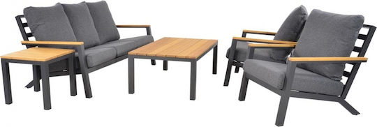 Garten- und Outdoor-Möbelsets Wohnbereich 4 Stück Mattes Charcoal mit Kissen