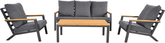 Garten- und Outdoor-Möbelsets Wohnbereich 4 Stück Mattes Charcoal mit Kissen