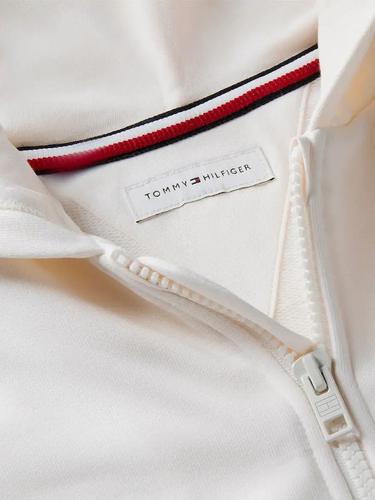 Kinder-Sweatshirt Strickjacke mit Kapuze Weiß