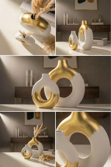 SteweHome Σετ Διακοσμητικα Βάζα Λευκά 20x13xΥ21cm 2τμχ