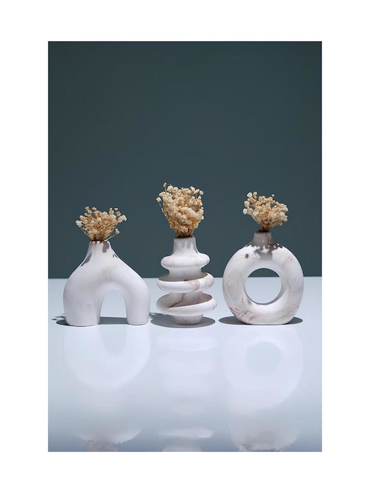 SteweHome Set Decorative Marble Beige Vases 10x9xH10cm 3 Pieces