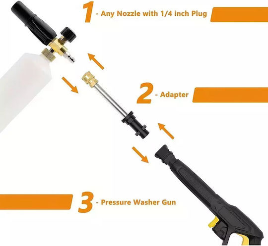 Durable Metal Pressure Adapter Karcher K2-k7 Quick Connect 1/4" Double Male-Female Foam Cannon & Spray Gun Nozzles Durable Black Golden Connectors