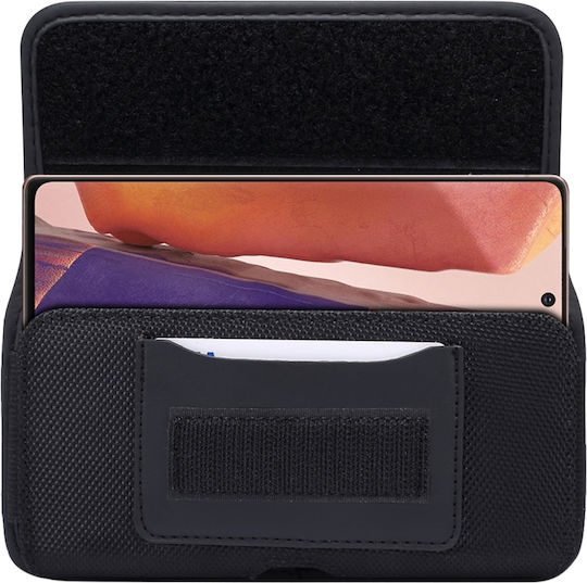 Robuste Oxford Horizontal Wandhalterung Leder Kartensteckplatz Für Smartphone 5,2 Zoll Schwarze