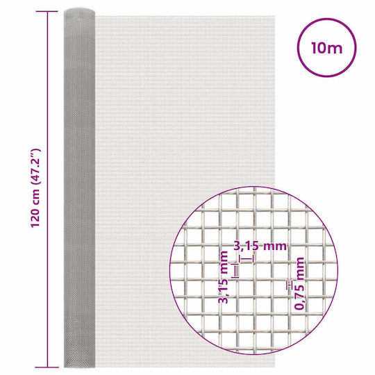 vidaXL Σύρμα για Περίφραξη Κήπου από Ατσάλι 6x120εκ. Ασημί