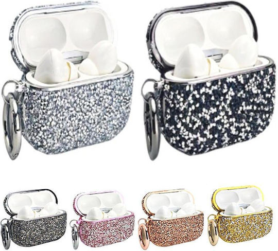 Protective Case Wireless Earbuds AirPods 4 Glitter Coating Diamond Shape Silver