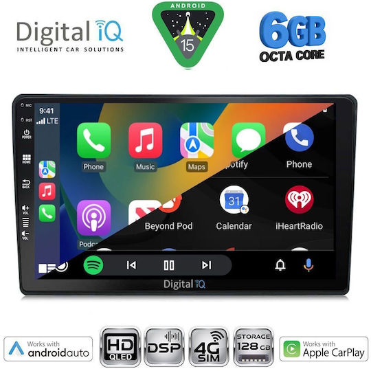 Digital IQ Ηχοσύστημα Αυτοκινήτου για Audi A4 2002-2008 (Bluetooth/USB/WiFi/GPS/Apple-Carplay/Android-Auto) με Οθόνη Αφής 9"