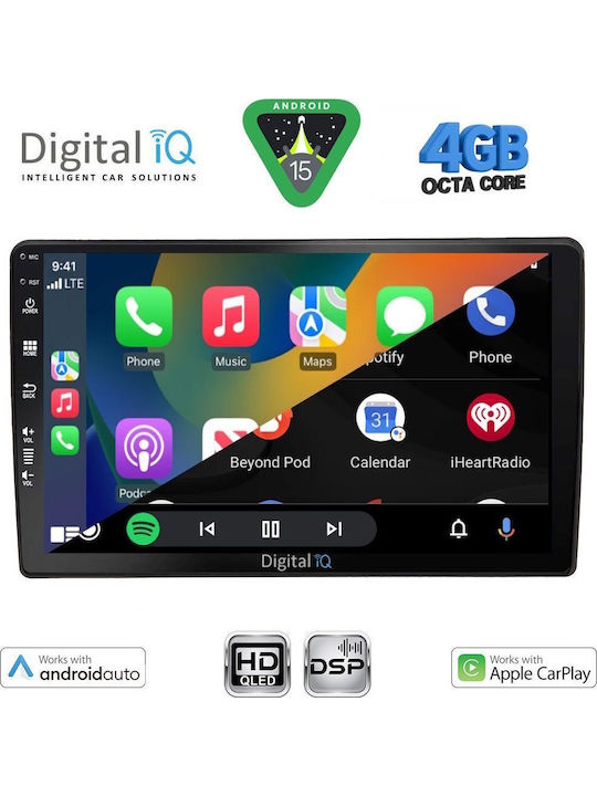 Digital IQ Car Audio System for Audi A4 2008-2015 Bluetooth USB AUX WiFi GPS Apple CarPlay Android Auto with 10" Touch Screen