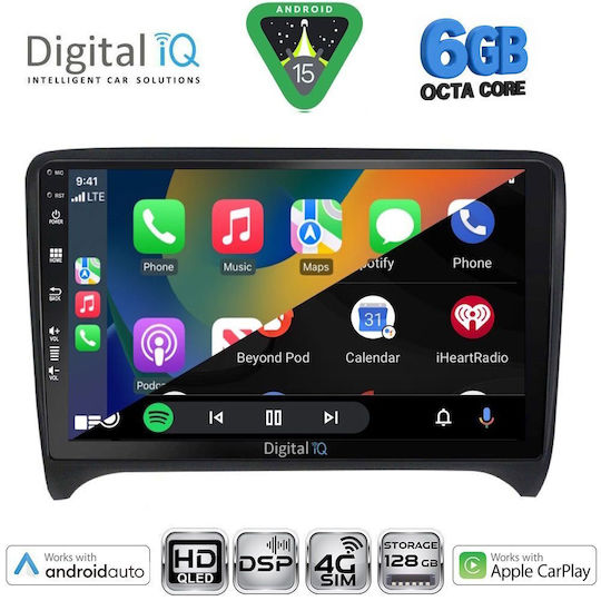 Digital IQ Ηχοσύστημα Αυτοκινήτου για Audi TT 2007-2015 (Bluetooth/USB/WiFi/GPS/Apple-Carplay/Android-Auto) με Οθόνη Αφής 9"