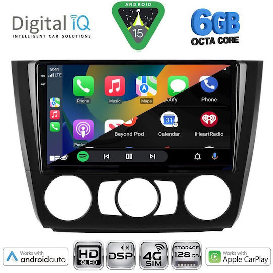 Digital IQ Ηχοσύστημα Αυτοκινήτου για BMW Σειρά 1 2004-2013 με A/C (Bluetooth/USB/WiFi/GPS/Apple-Carplay/Android-Auto) με Οθόνη Αφής 9"