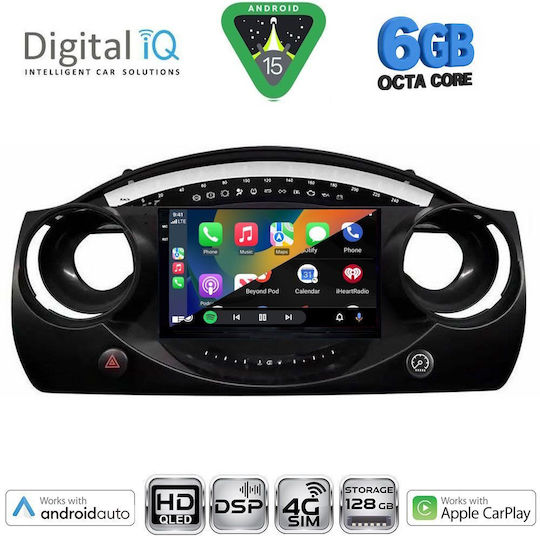 Digital IQ Auto-Audiosystem für Mini Cooper 2000-2006 mit Touchscreen 9" Bluetooth USB Eingebautes Wi-Fi GPS Apple CarPlay Android Auto