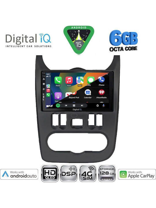 Digital IQ Car Audio System for Renault Logan Dacia Duster Logan Sandero 2006-2012 Bluetooth USB WiFi GPS Apple CarPlay Android Auto with 9" Touch Screen