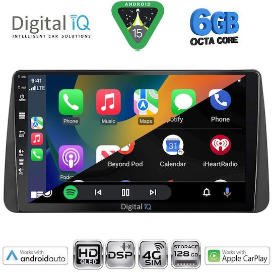 Digital IQ Car Audio System for Fiat Tipo 2018-2023 Bluetooth USB WiFi GPS Apple CarPlay Android Auto with 9" Touch Screen