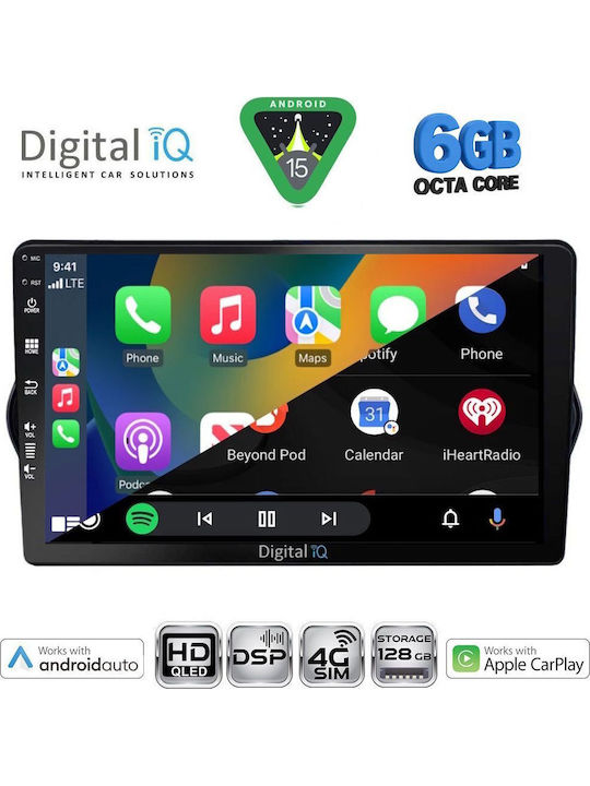 Digital IQ Car Audio System for Fiat Tipo 2015-2023 Bluetooth USB WiFi GPS Apple CarPlay Android Auto with 9" Touch Screen