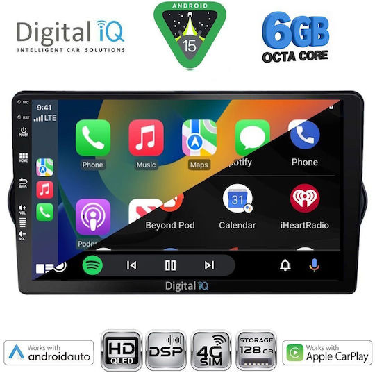 Digital IQ Ηχοσύστημα Αυτοκινήτου για Fiat Tipo 2015-2023 (Bluetooth/USB/WiFi/GPS/Apple-Carplay/Android-Auto) με Οθόνη Αφής 9"