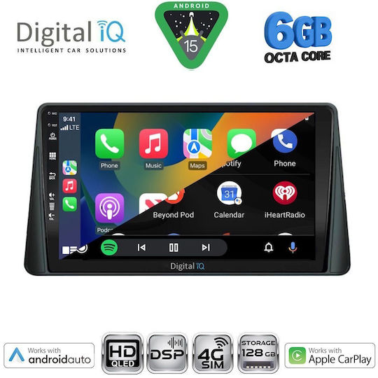 Digital IQ Auto-Audiosystem für Ford Focus 2019-2025 (Bluetooth/USB/Eingebautes Wi-Fi/GPS/Apple CarPlay/Android Auto) mit 9 Zoll Touchscreen