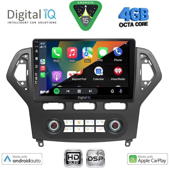 Digital IQ Ηχοσύστημα Αυτοκινήτου για Ford Mondeo 2007-2011 με Clima (Bluetooth/USB/WiFi/GPS/Apple-Carplay/Android-Auto) με Οθόνη Αφής 10"