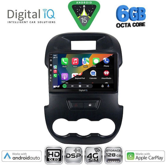 Digital IQ Car Audio System for Ford Ranger 2011-2015 (Bluetooth/USB/WiFi/GPS/Apple CarPlay/Android Auto) with 9" Touch Screen