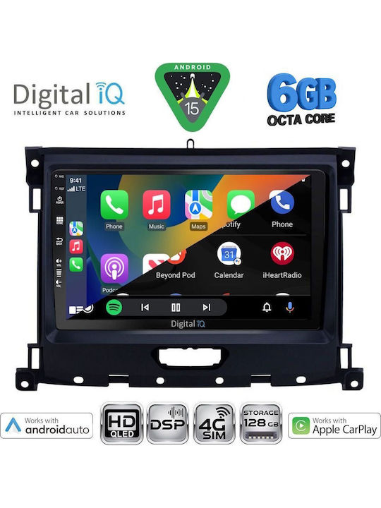 Digital IQ Car Audio System for Ford Ranger 2018-2023 (Bluetooth/USB/WiFi/GPS/Apple CarPlay/Android Auto) with 9" Touch Screen