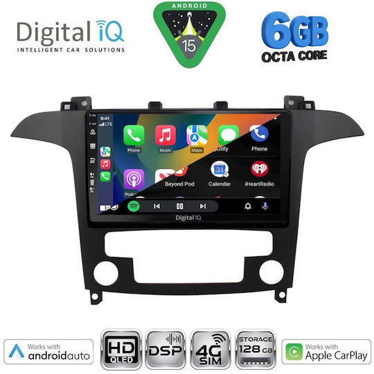 Digital IQ Ηχοσύστημα Αυτοκινήτου για Ford S-Max 2006-2014 με Clima (Bluetooth/USB/WiFi/GPS/Apple-Carplay/Android-Auto) με Οθόνη Αφής 9"