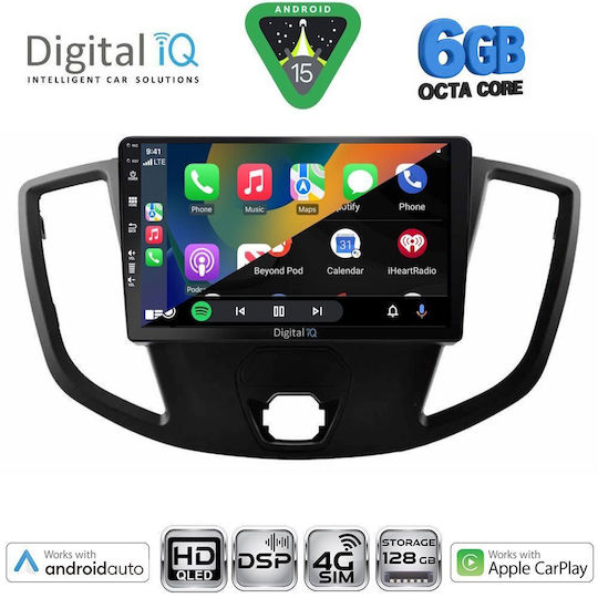 Digital IQ Ηχοσύστημα Αυτοκινήτου για Ford Transit 2014-2020 (Bluetooth/USB/WiFi/GPS/Apple-Carplay/Android-Auto) με Οθόνη Αφής 9"