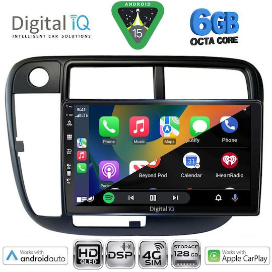 Digital IQ Ηχοσύστημα Αυτοκινήτου για Honda Civic 1995-2001 με Clima (Bluetooth/USB/WiFi/GPS/Apple-Carplay/Android-Auto) με Οθόνη Αφής 9"