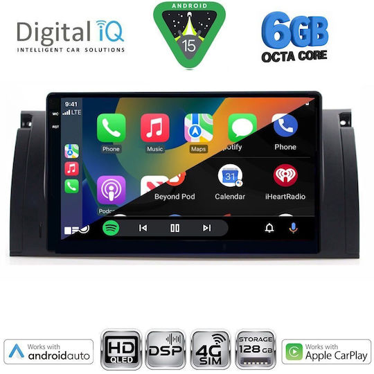Digital IQ Ηχοσύστημα Αυτοκινήτου για BMW Σειρά 5 (E39) / X5 (E53) 1997-2005 (Bluetooth/USB/WiFi/GPS/Apple-Carplay/Android-Auto) με Οθόνη Αφής 9"