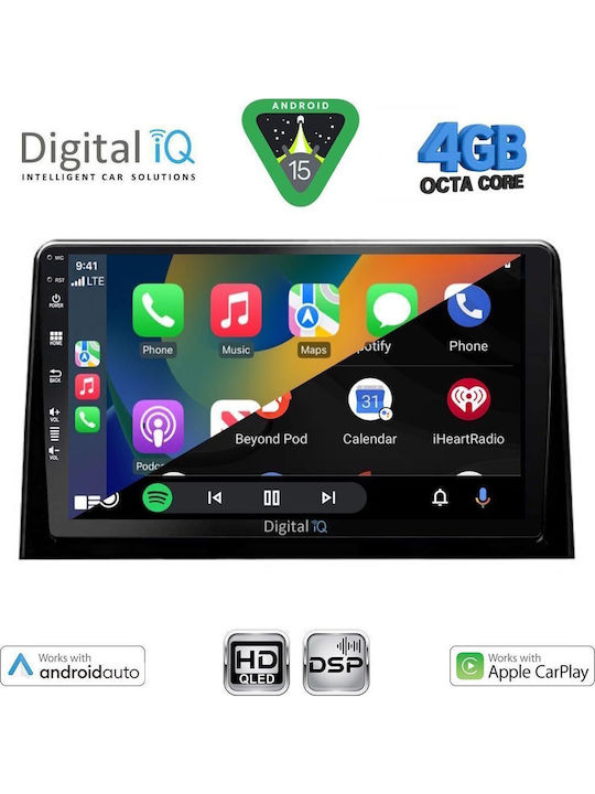 Digital IQ Car Audio System for Peugeot Partner Opel Combo Fiat Doblo Toyota Proace Citroen Berlingo 2022 Bluetooth USB WiFi GPS Apple CarPlay Android Auto with 10" Touch Screen