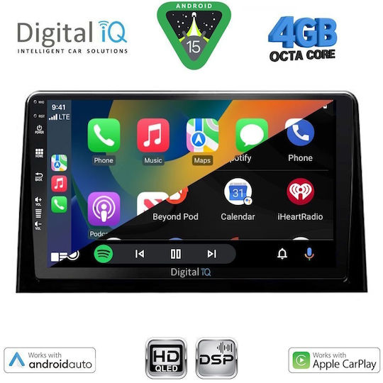 Digital IQ Car Audio System for Peugeot Partner Opel Combo Fiat Doblo Toyota Proace Citroen Berlingo 2022 Bluetooth USB WiFi GPS Apple CarPlay Android Auto with 10" Touch Screen