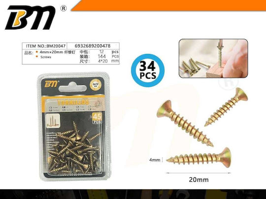 Wood Screws 4mm×20mm Set 12 Packs 34 Pieces 200478 6932689200478