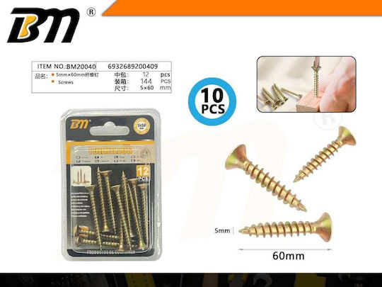 Wood Screws 5mm×60mm Set 12 Packs 10 Pieces 200409 6932689200409