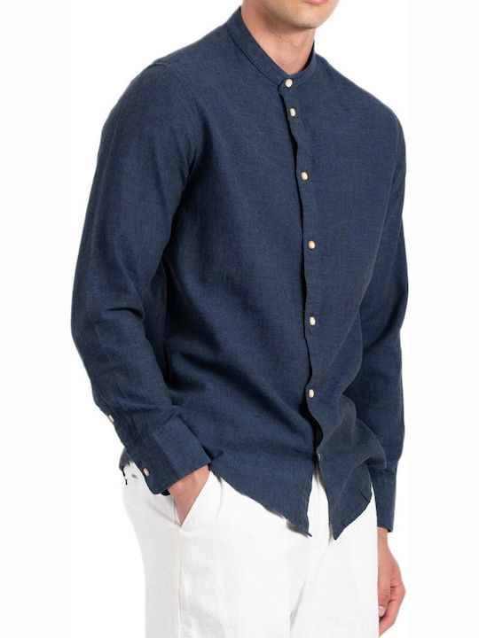 Shirt Long-sleeved Linen Shirt Blue