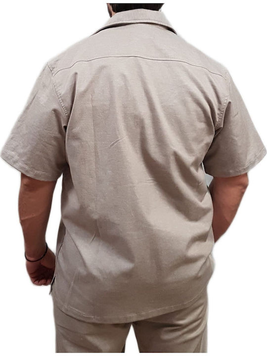 Μακρυμάνικo Λινό Overshirt Sand Beige