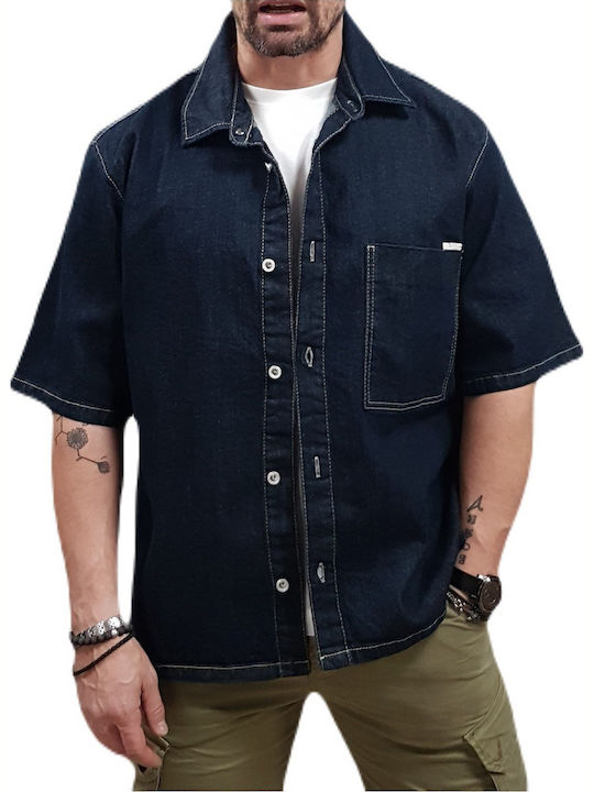 Long Sleeve Denim Overshirt Blue