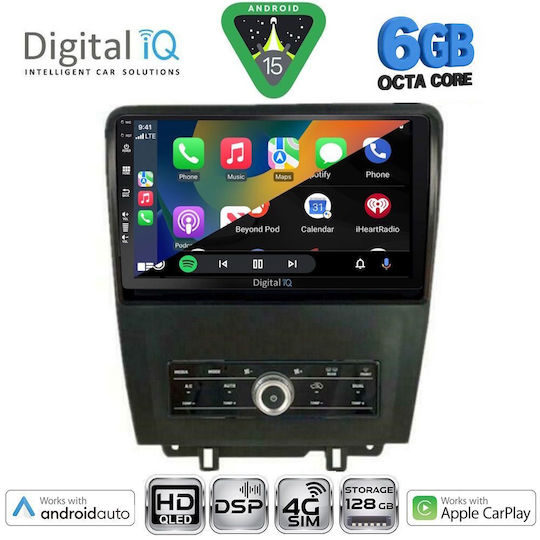 Digital IQ Car Audio System for Ford Mustang 2010-2015 Bluetooth USB WiFi GPS Apple CarPlay Android Auto with 9" Touch Screen