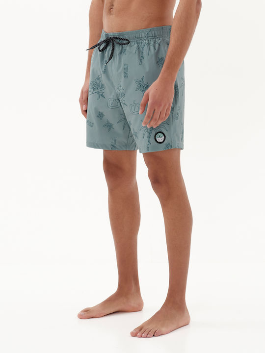 Men's Swimwear Shorts Green With Patterns