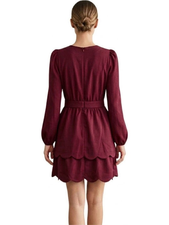 Women's Dress Naf Naf Elie Burgundy Cocktail Elegant S