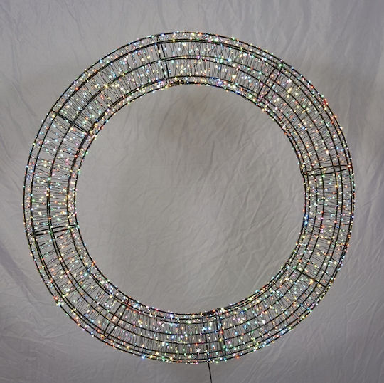 Christmas Decorative Metal Illuminated Wreath Diameter 70cm Multicolour