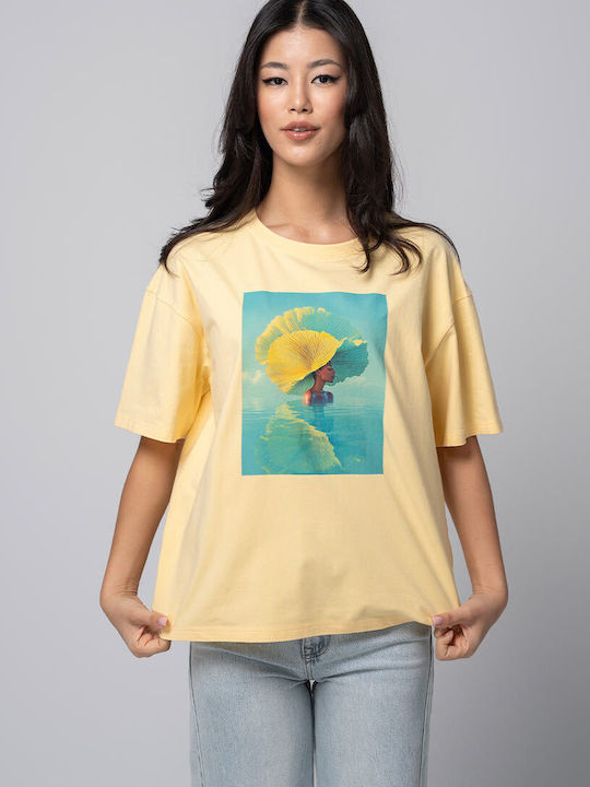 Bianca Bluza Damă Oversized Tricou Galben