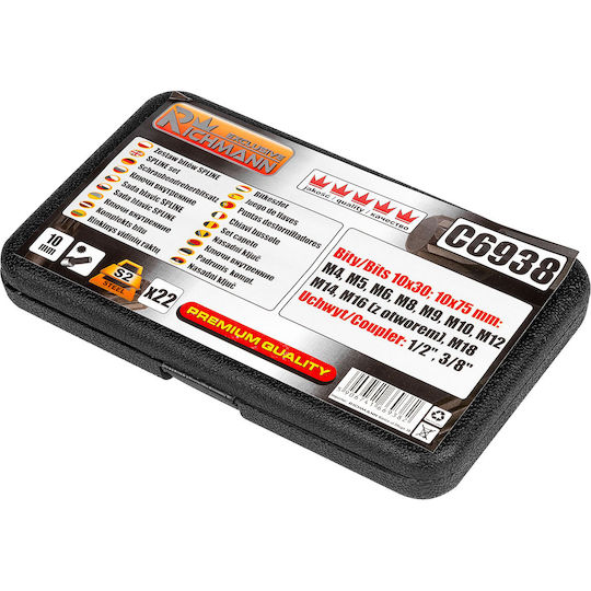 22-piece Bit Set Spline M4-m18 S2