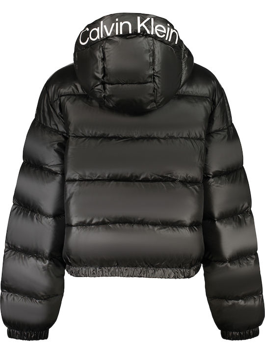 Късо Дамско Puffer Яке за Зима Черно