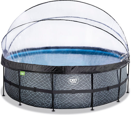 Exit Toys Stone Runde Schwimmbecken mit Metallic-Rahmen Grau