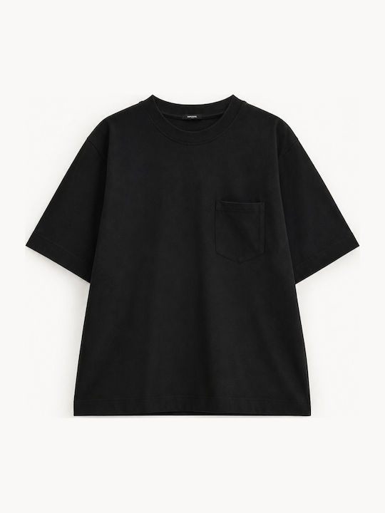 Kurzarm Herrenbluse Schwarz