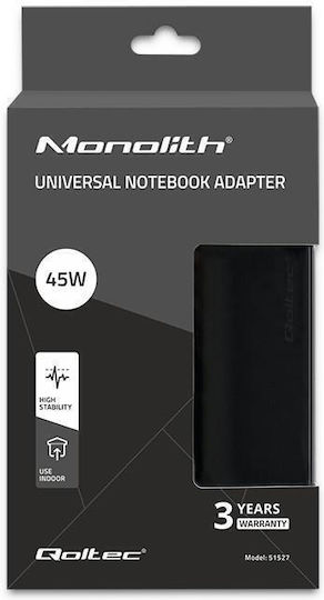 Qoltec Universal Laptop-Ladegerät 45W 20V Ohne Netzkabel und mit Steckerset