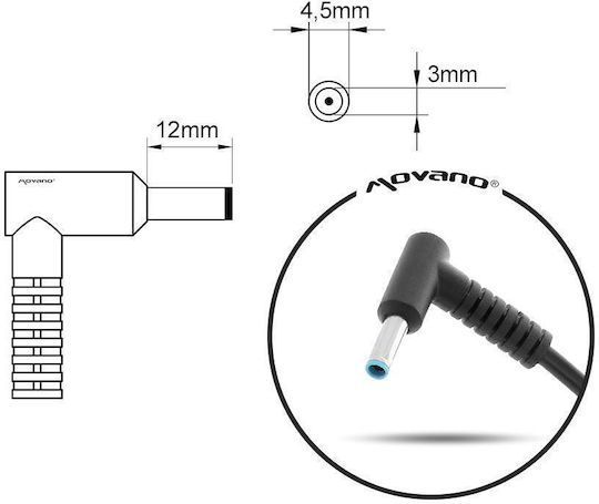 Mitsu Laptop Charger 45W 19.5V 2.31A for HP with Detachable Power Cord