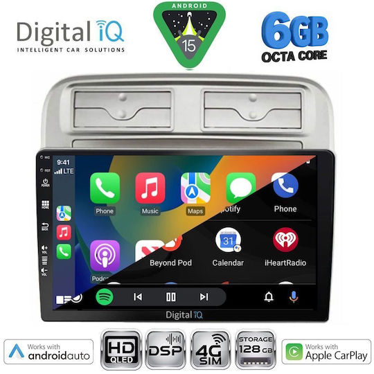 Digital IQ Ηχοσύστημα Αυτοκινήτου για Fiat Grande Punto 2005-2012 (Bluetooth/USB/WiFi/GPS/Apple-Carplay/Android-Auto) με Οθόνη Αφής 9"