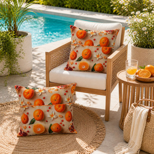 Kotonia Home Sofa Cushion 100% Cotton Orange 50x50cm