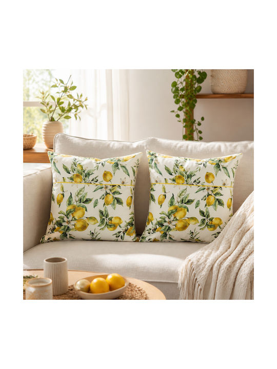 Kotonia Home Sofa-Kissen aus 100% Baumwolle Gelb 50x50cm